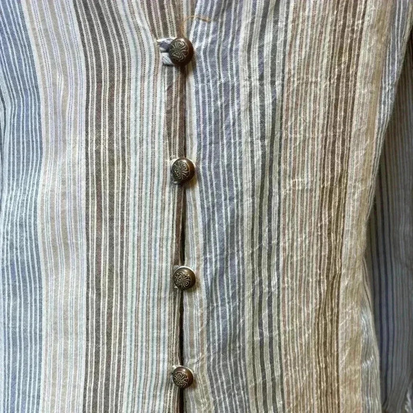 Soft Surroundings Floral Stripe Button Front Blouse Mixed Print - Picture 5 of 7